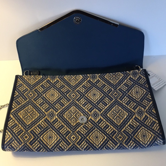 Poppy Jones Blue Squares Shoulder/Clutch Bag NWT - Picture 6 of 8
